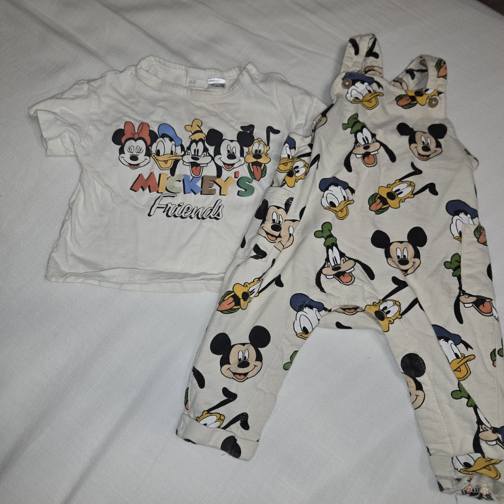 H&M Kids Mickey Mouse Matching Set - White and Multicolor